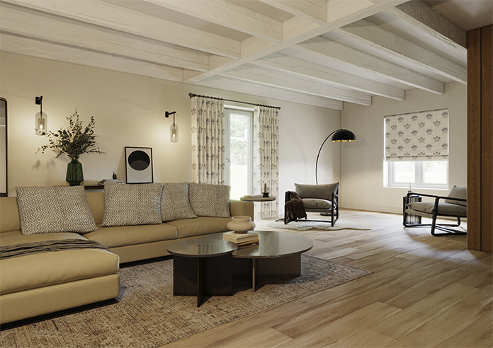 William Morris At Home Lily Flower Embroidery, Woad - Twist&Fit Roman Blind - Image 7